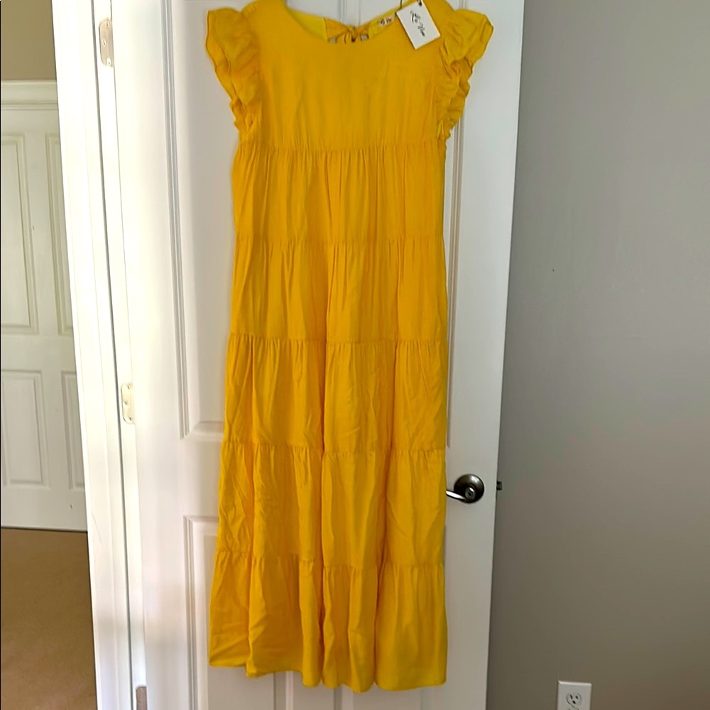Yellow Ruffle Sleeve Maxi Dress